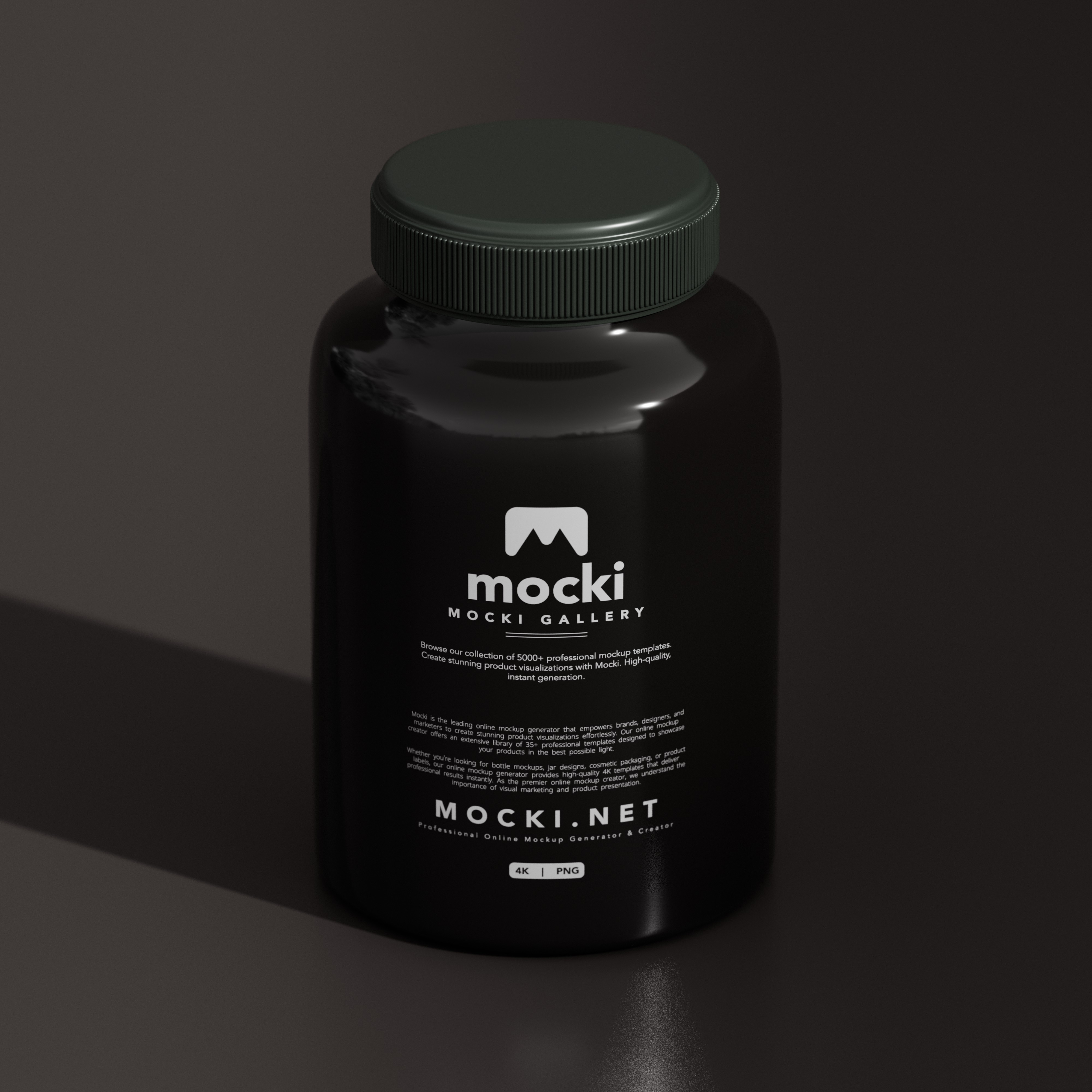 Plastic Supplement Bottle Mockup – Matte Black Jar Design