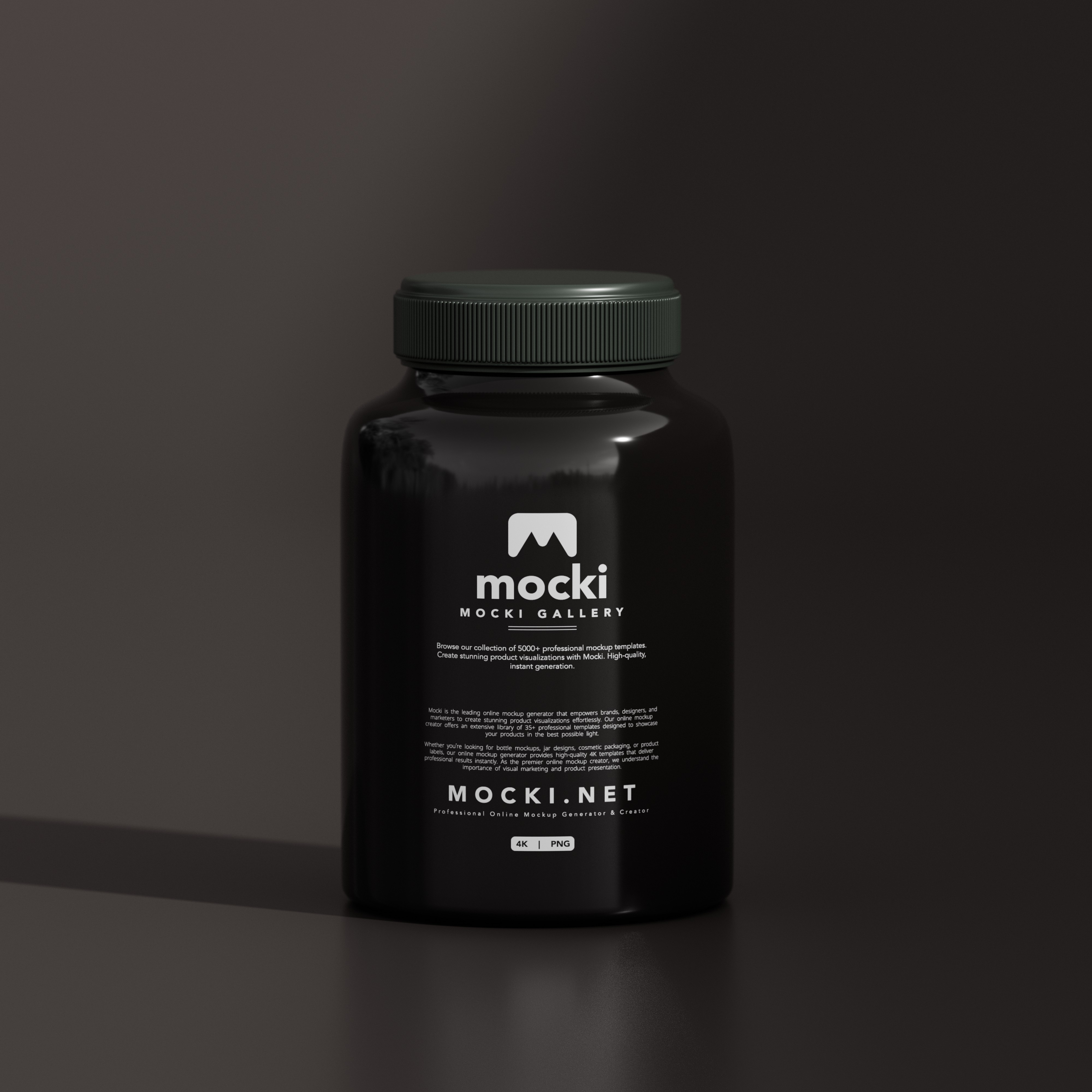 Black Plastic Jar Mockup for Vitamins & Nutritional Products