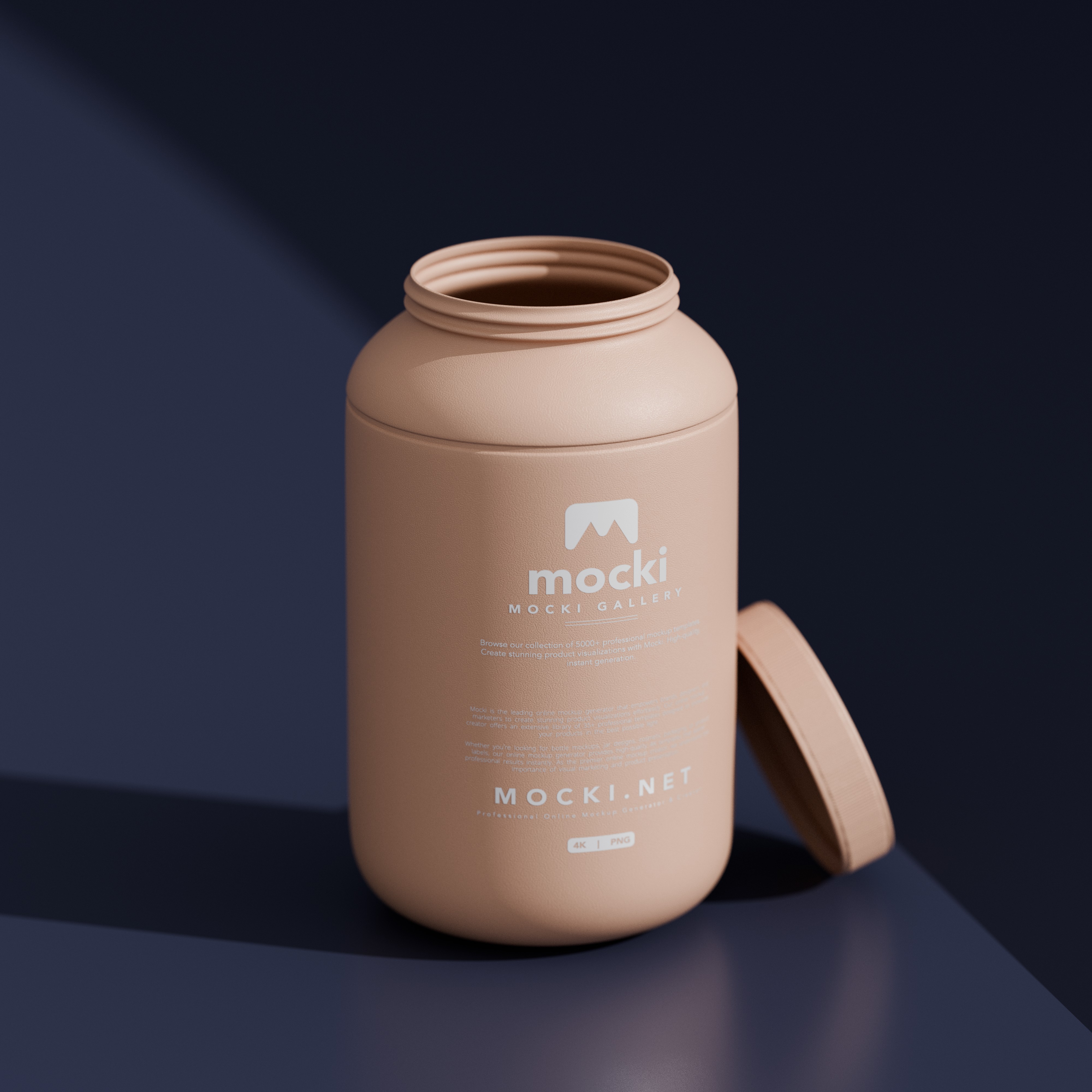 Open Plastic Supplement Jar Mockup