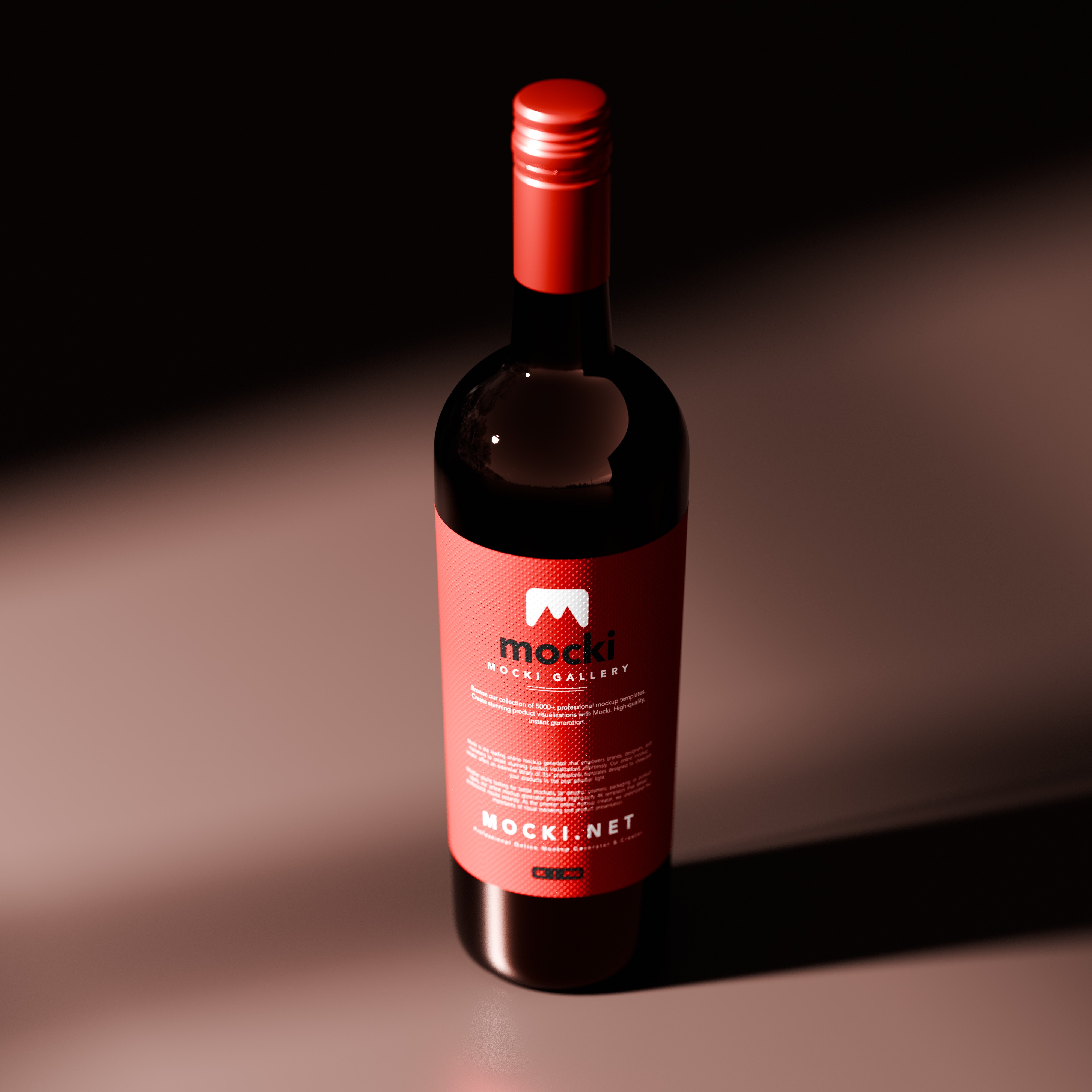Dramatic High-Angle Wine Bottle Mockup
