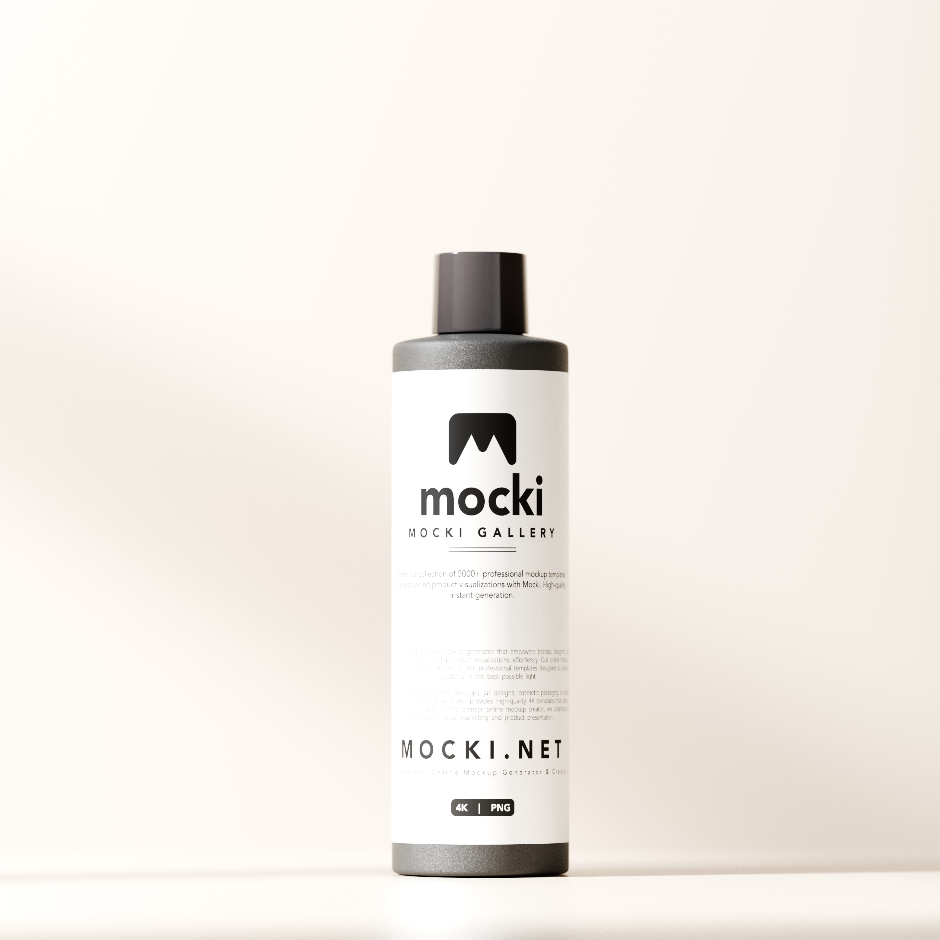 Matte Plastic Bottle Mockup with Shiny Cap