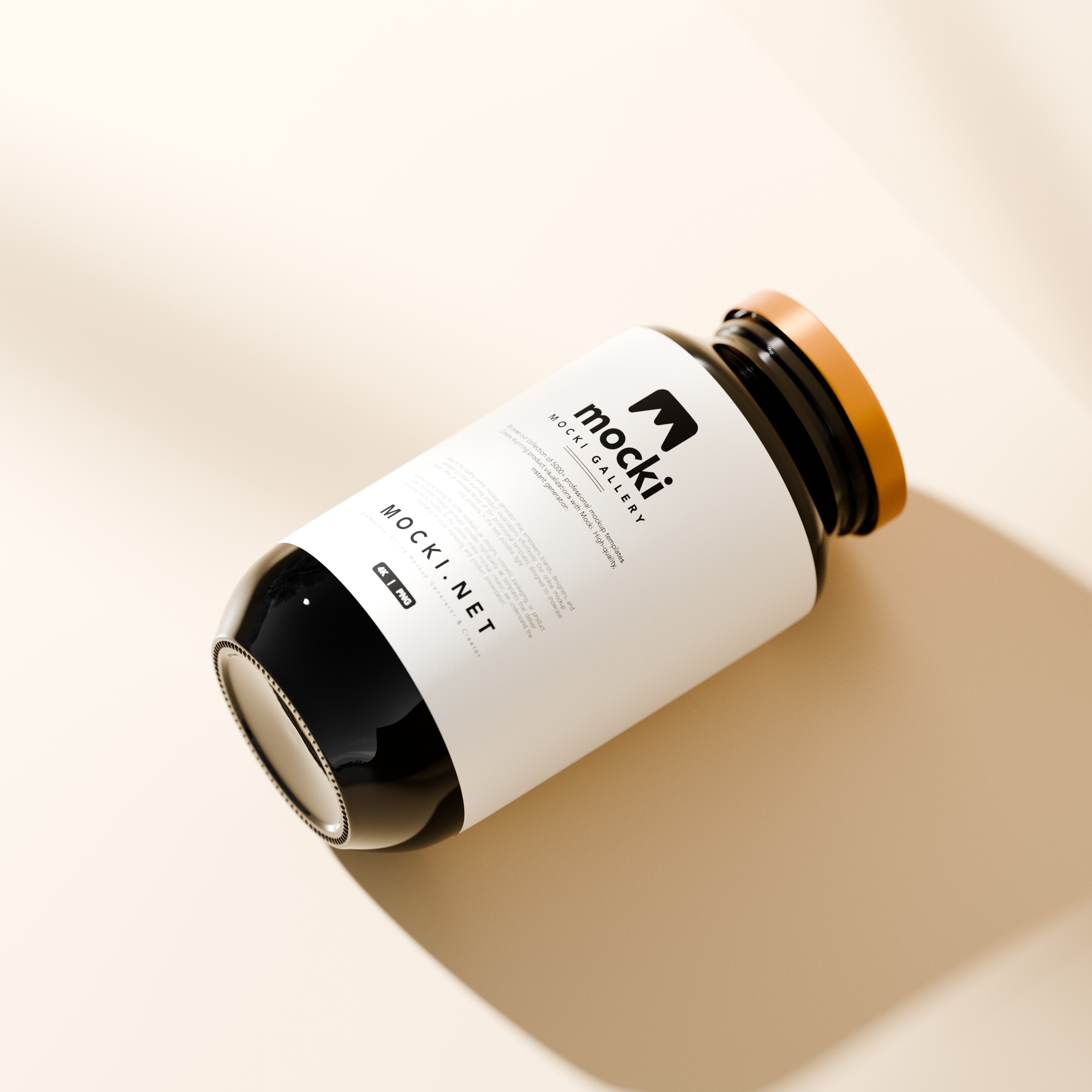 Angled Amber Glass Jar Mockup with Warm Light