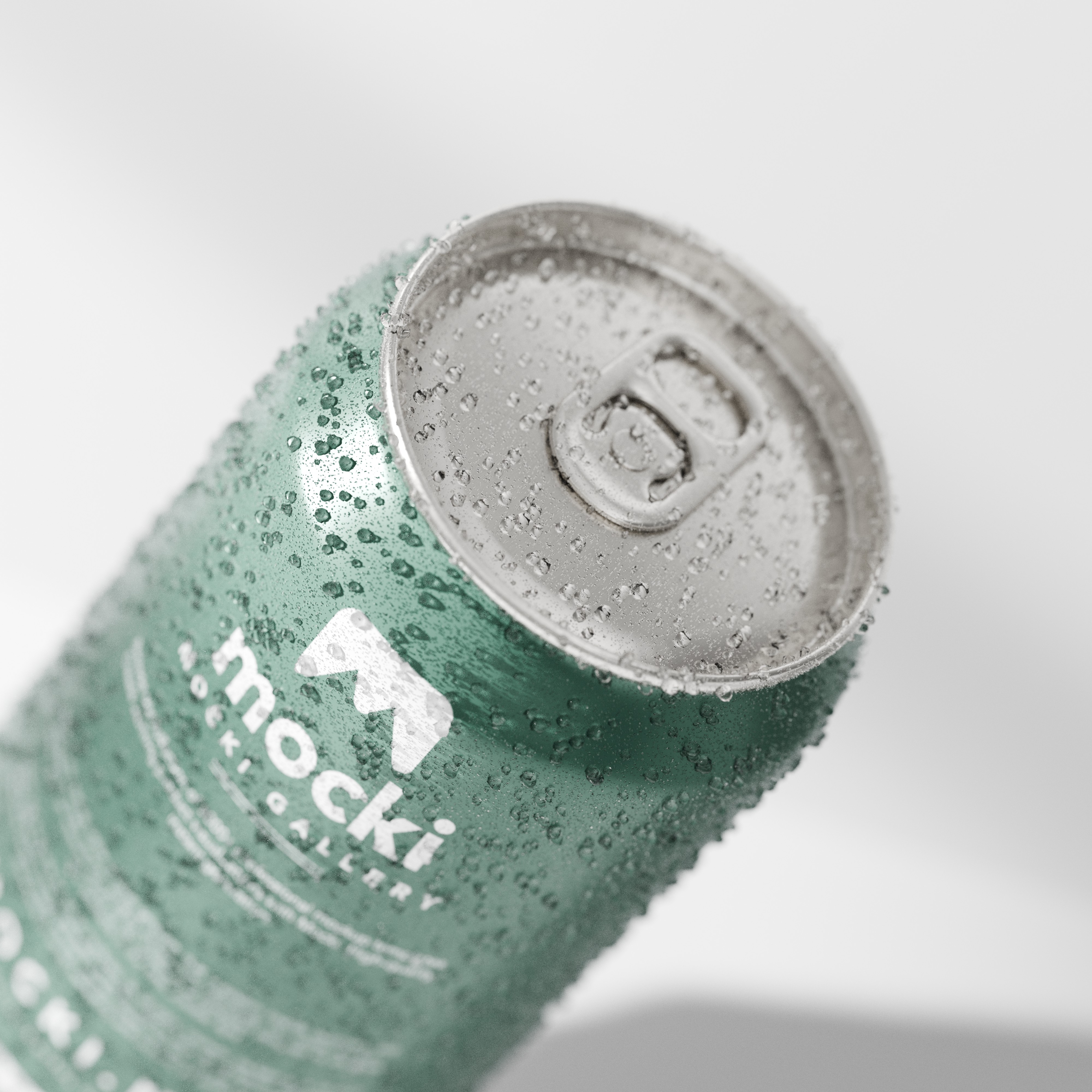High-Angle Beverage Can Mockup with Detailed Top