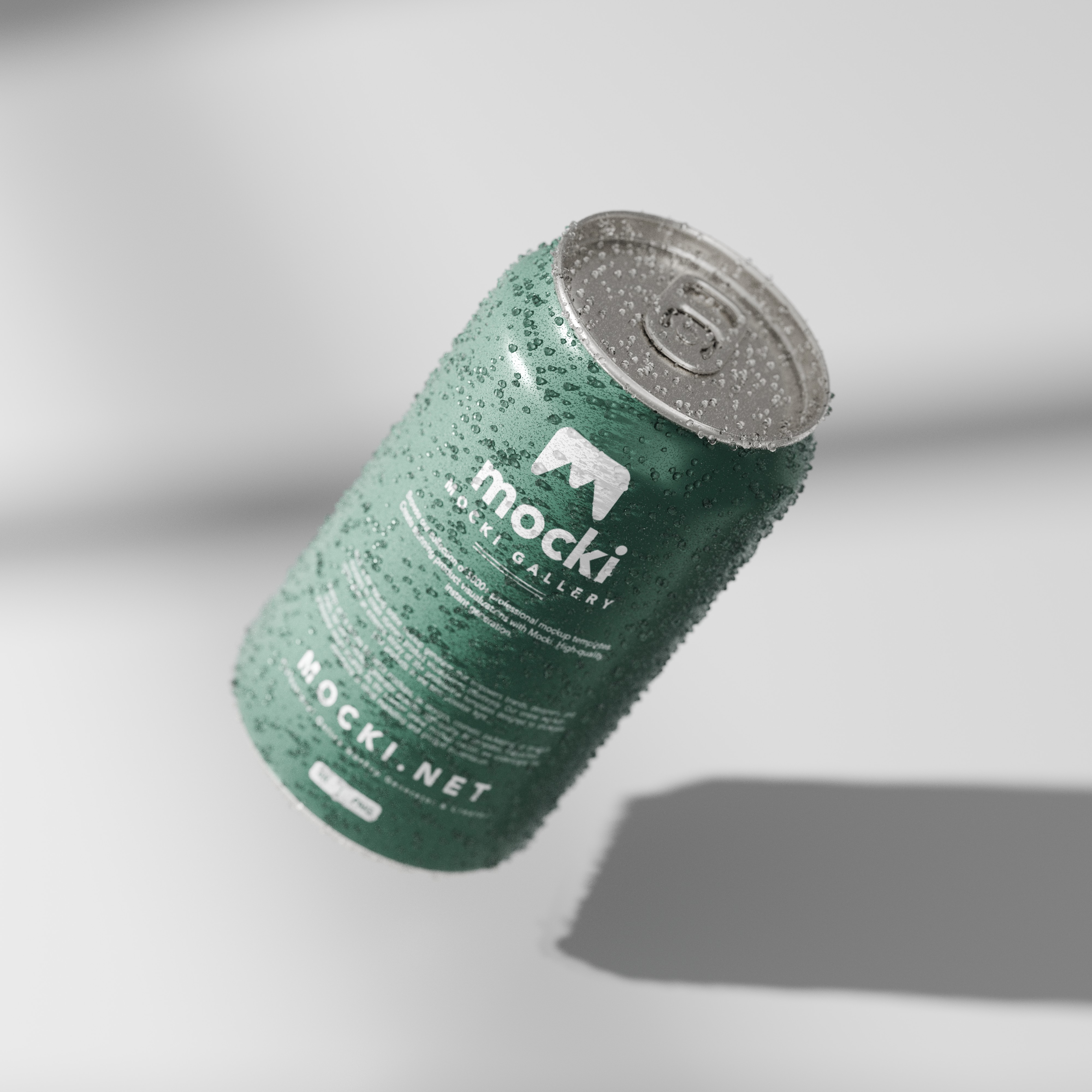 Floating Beverage Can Mockup with Soft Shadows
