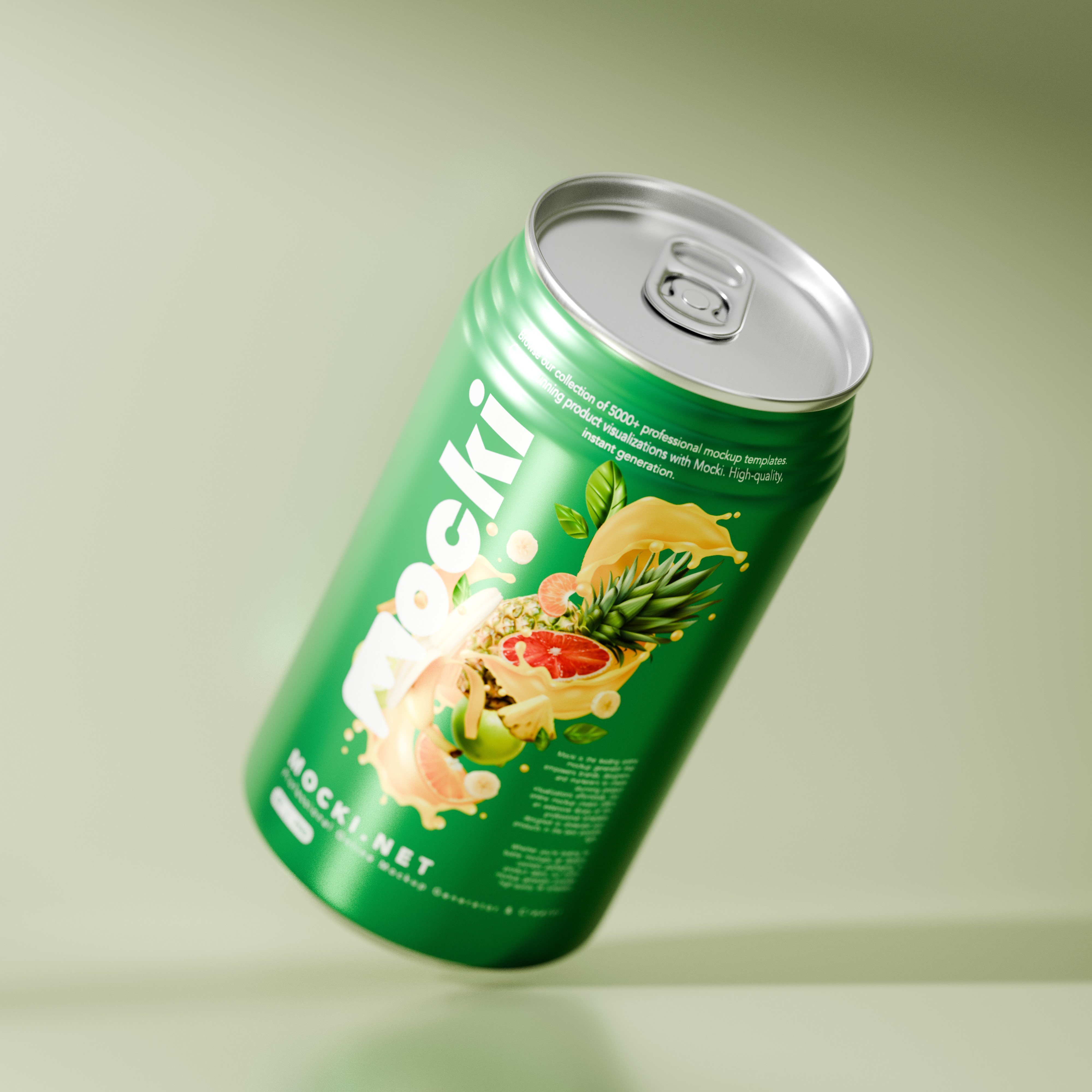 Floating Classic Beverage Can Mockup