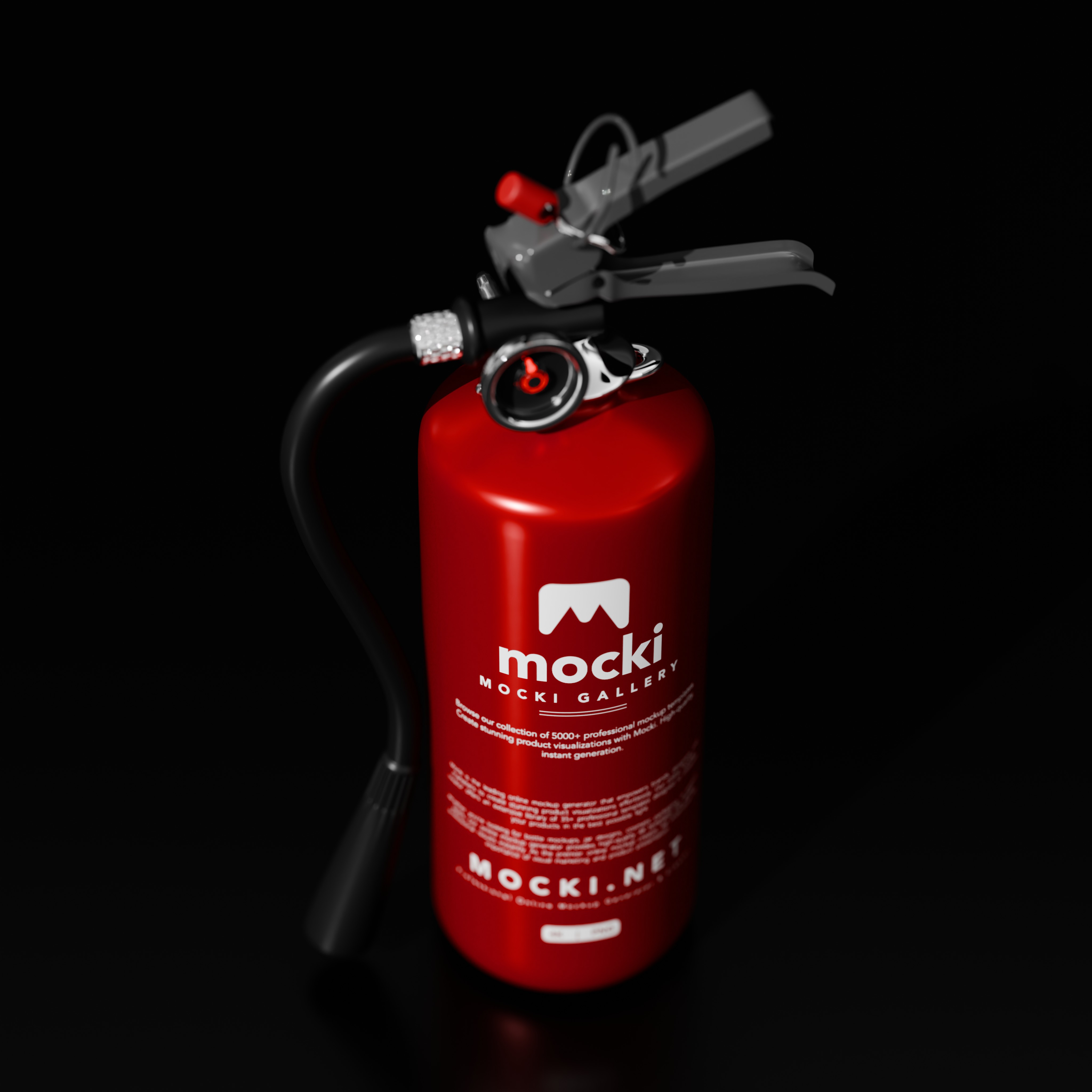 Angled Fire Extinguisher Mockup in Dark Scene