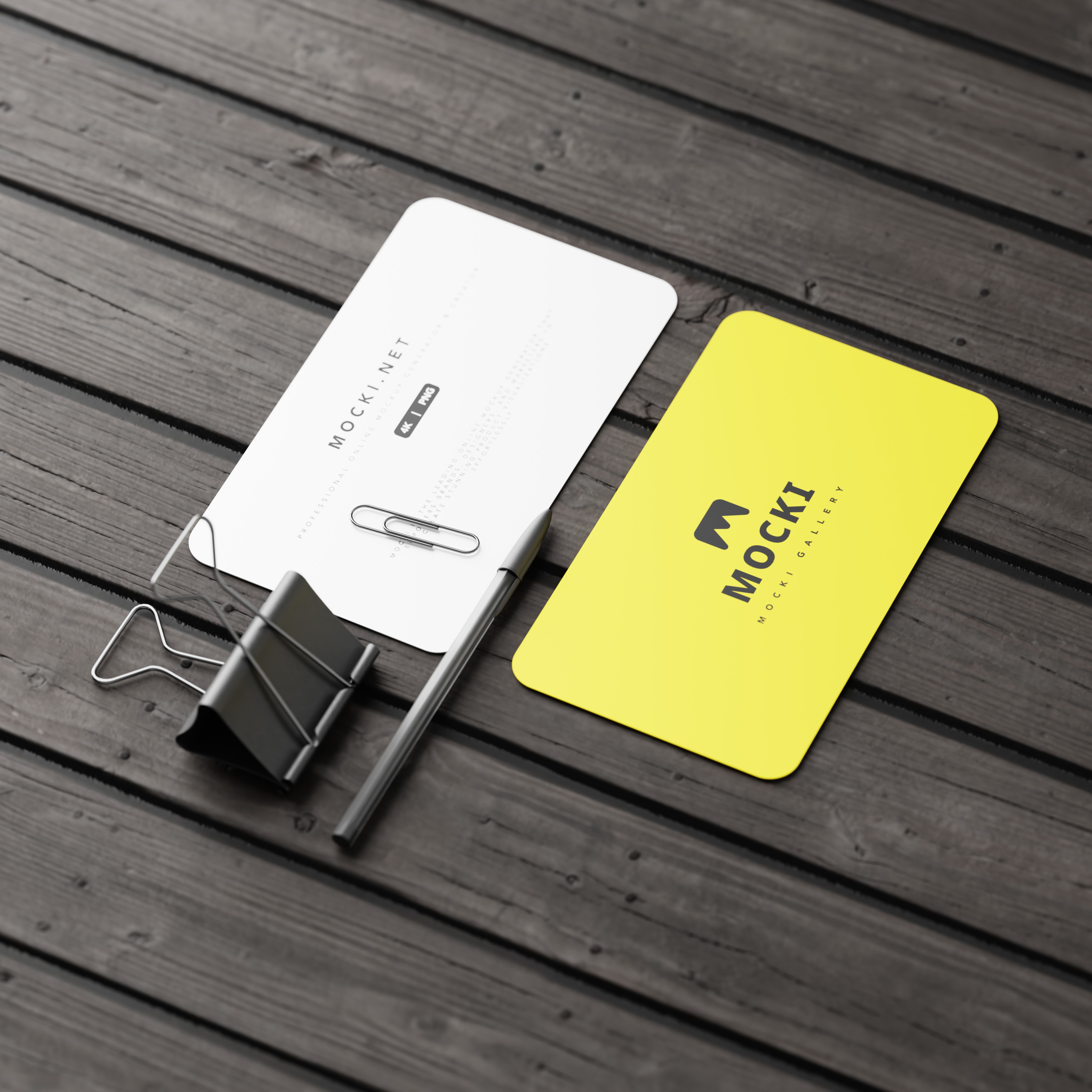 Dynamic View Rounded Business Cards Mockup