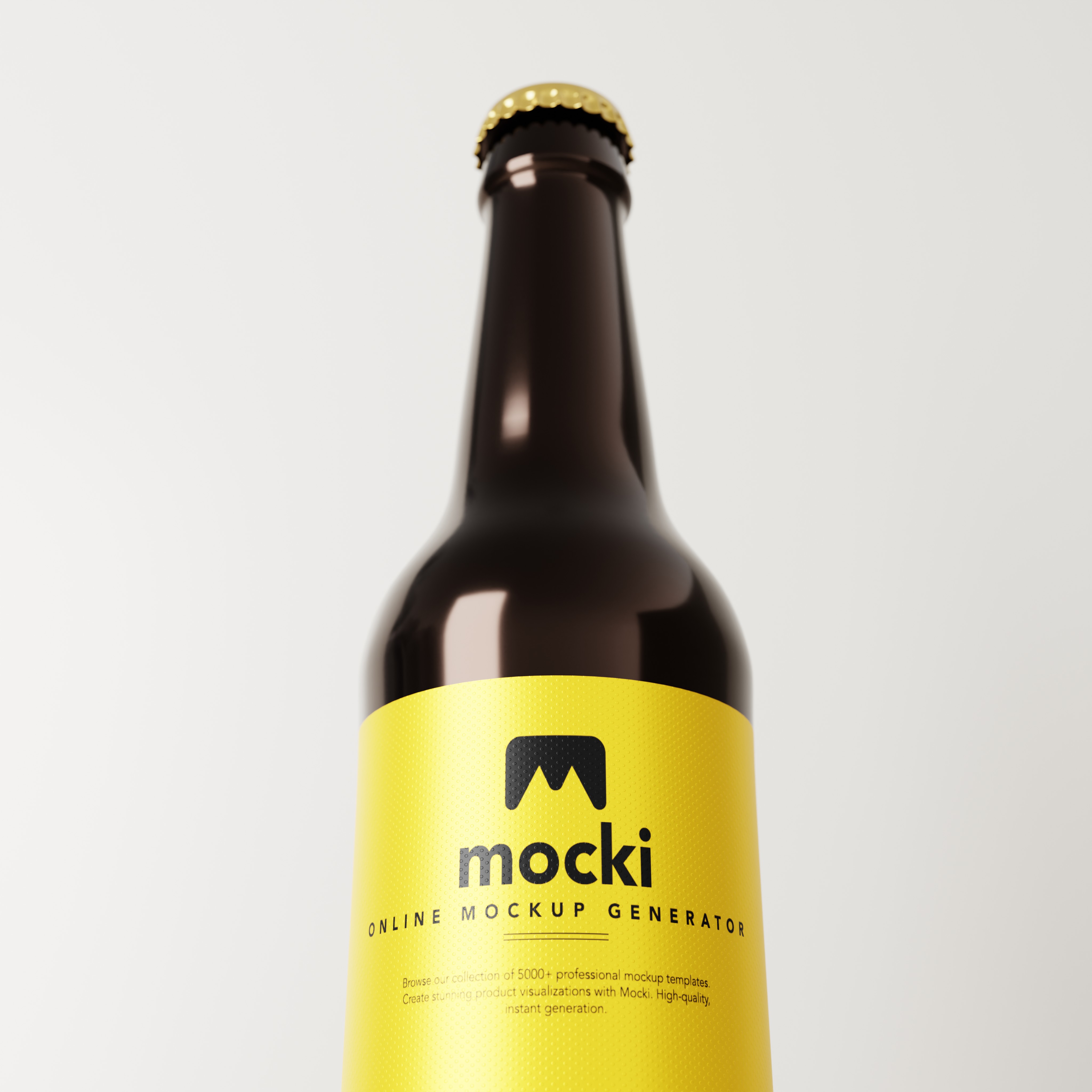 Close-Up Beer Bottle Neck and Cap Mockup