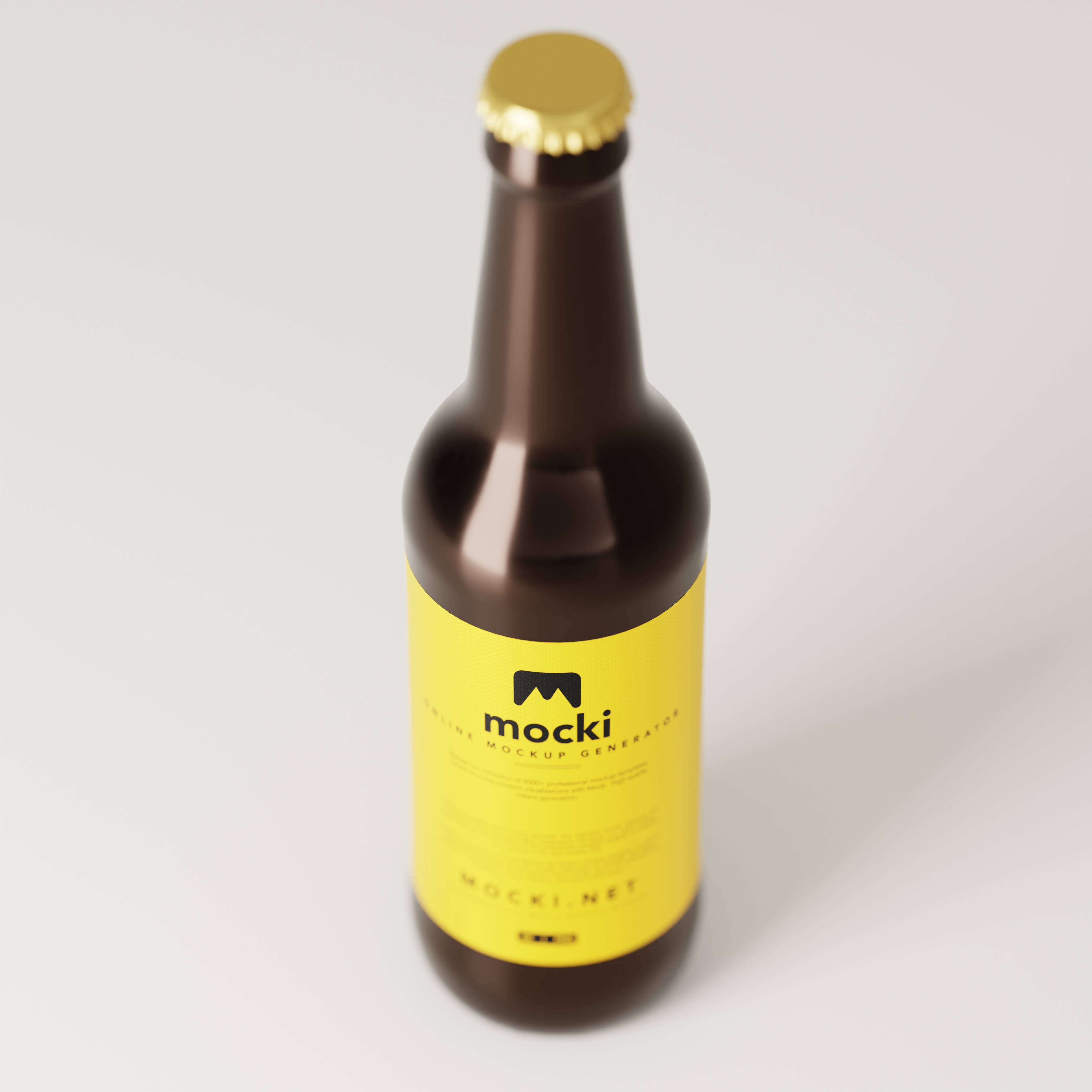 Top-Down Perspective Beer Bottle Mockup