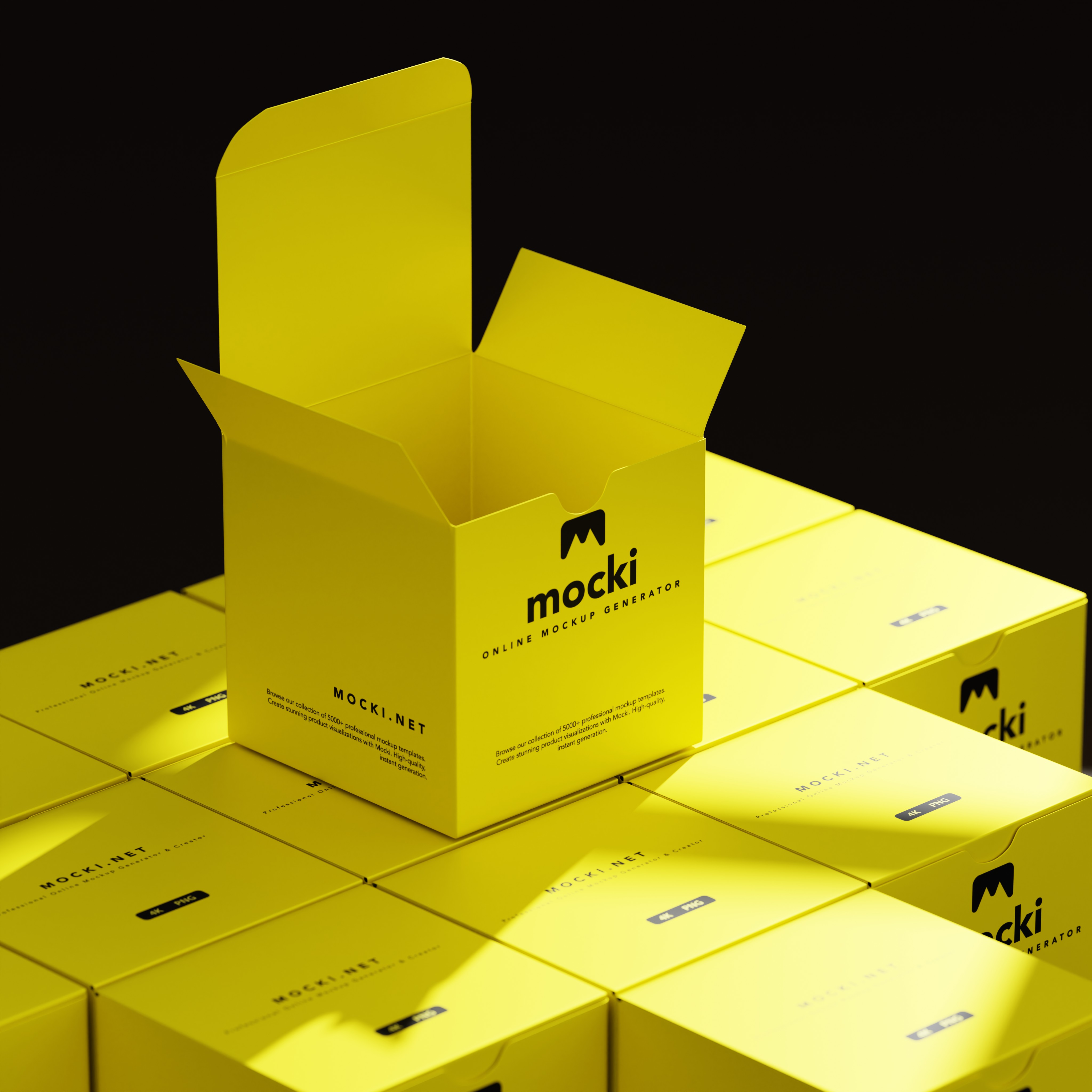 Sunlight Enhanced Square Packaging Box Mockup Array
